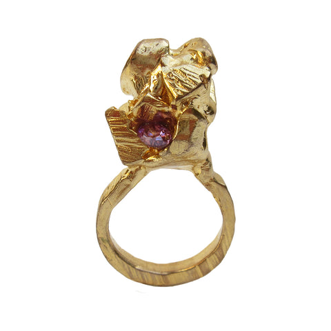 Carved Cluster Amethyst Ring