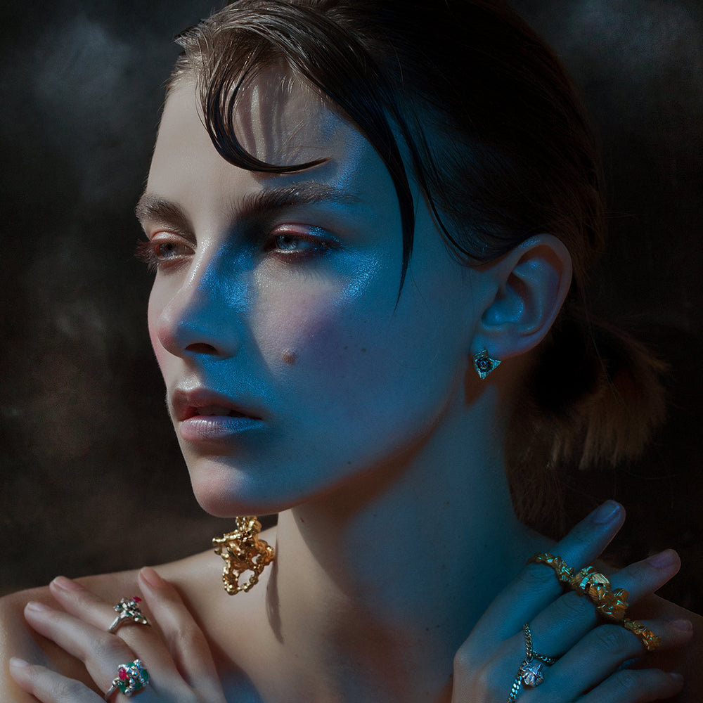 Star Stega Ruby Earrings