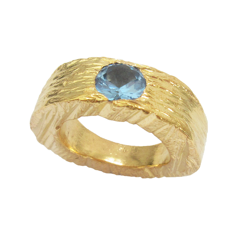 Smooth Grooves Topaz Ring